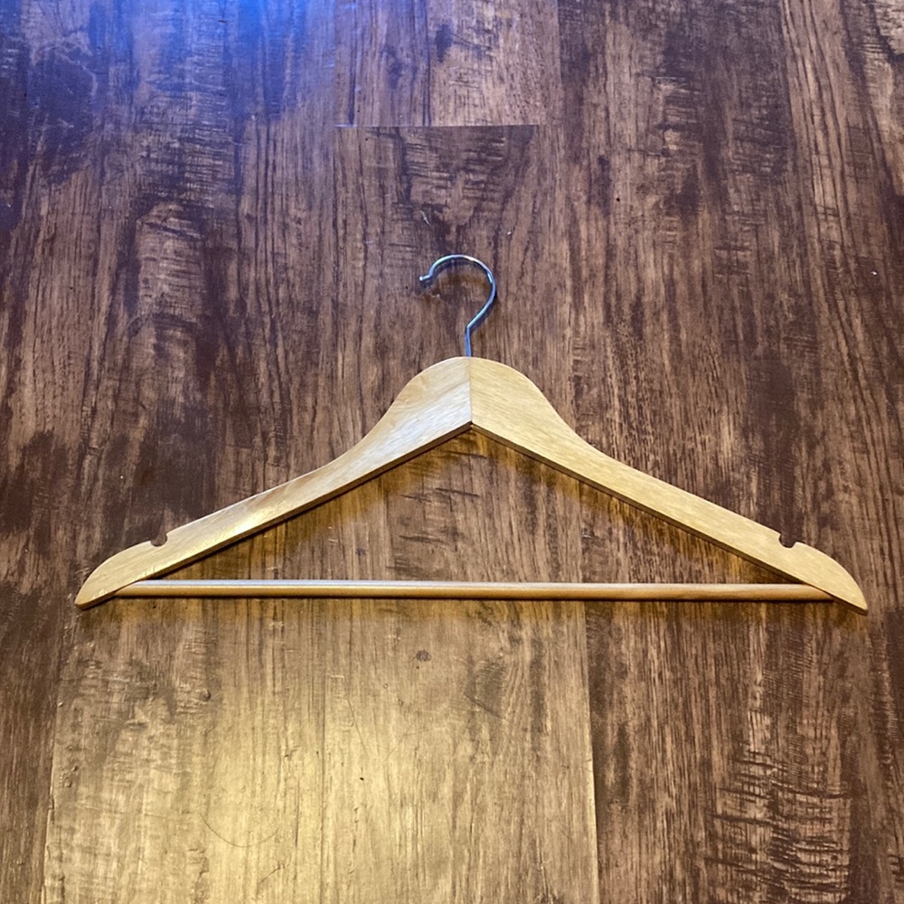 Set of Seven Light Brown Wooden Clothes’ Hangers